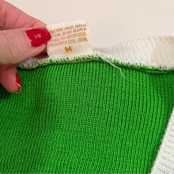 Vintage 60 70 Jantzen Kelly Green Dagger collar Sweater set pencil Skirt set - Picture 13 of 16
